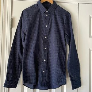 H&M Slim Fit Navy and White Polka Dot Shirt